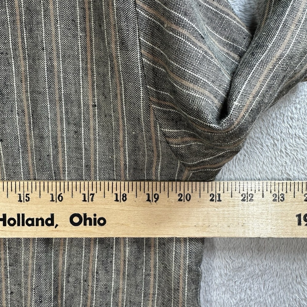 Coldwater Creek Striped 100% Linen Top Size L Natural Lagenlook Resort Beach - Picture 4 of 7